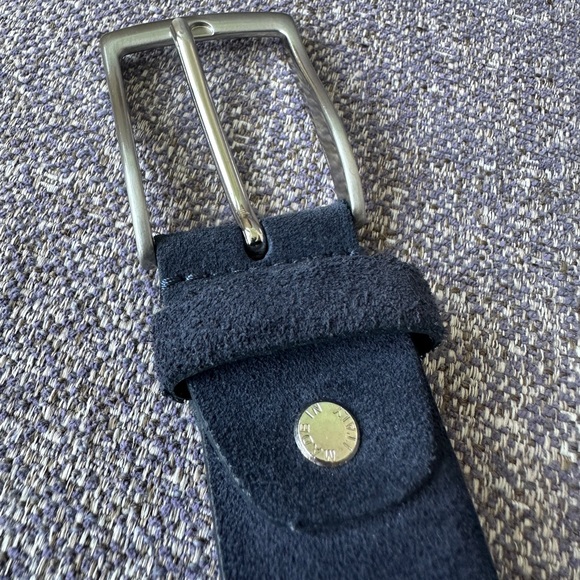 Men’s Italian Leather Scappino Sz 36 Navy Suede Belt Vintage in EUC - Picture 8 of 15